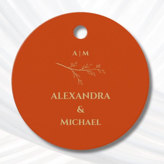 テラコッタ ボタニカル ミニマル ウェディング サンクス フェイバータグ