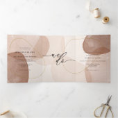 テラコッタ ボヘミアンビーチ フォーマル ミニマル ウェディング 三つ折りカード (内部)