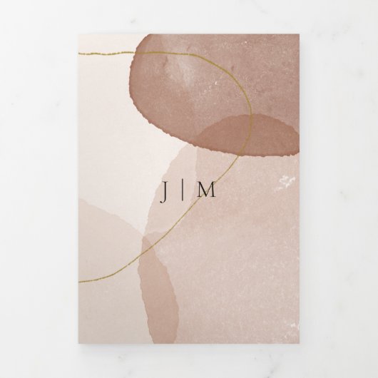 テラコッタ ボヘミアンビーチ フォーマル ミニマル ウェディング 三つ折りカード (カバー)