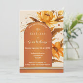 テラコッタ ボヘミアンフラワー 水彩画 誕生日 招待状 (スタンド正面)