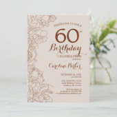 テラコッタ ボヘミアンフラワー 60歳の誕生日パーティー 招待状 (スタンド正面)