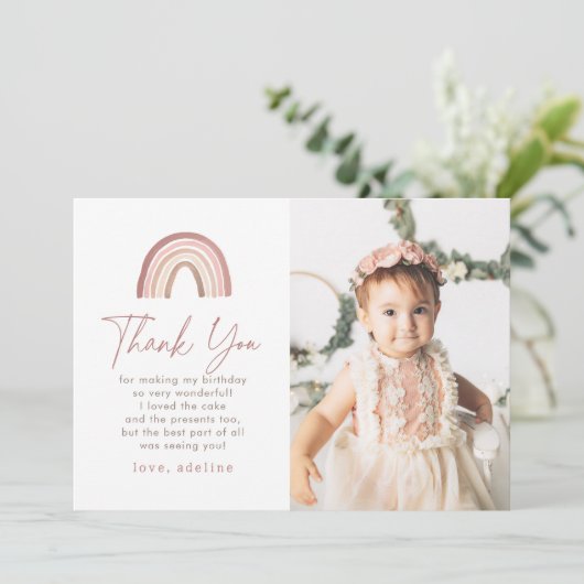 テラコッタ ボヘミアンレインボー 誕生日感謝カード 招待状 (スタンド正面)