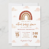 テラコッタ ボヘミアンレインボー 雲 バーチャルベビーシャワー 招待状 (正面)