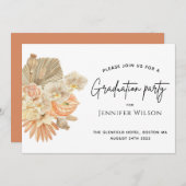 テラコッタ・ボヘミアン・パンパス卒業パーティー セーブザデート (正面/裏面)