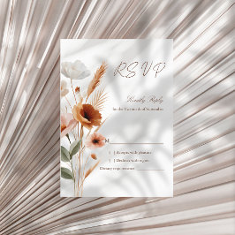 テラコッタ ボヘミア ワイルドフラワー ウェディング出欠確認カード 出欠カード