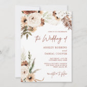 テラコッタ ボーホー パンパス グラス フラワー オータム ウェディング 招待状 (正面)