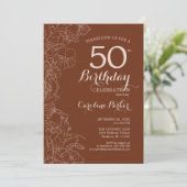 テラコッタ ボーホー フォト 50歳 バースデー パーティー 招待状 (スタンド正面)