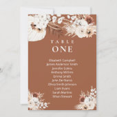 テラコッタ ボーホー フラワーの結婚式の席次表カード 招待状 (正面)
