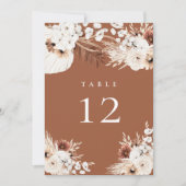 テラコッタ ボーホー フラワーテーブルナンバー 招待状 (正面)