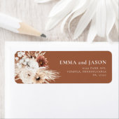 テラコッタ ボーホー フラワーリターン アドレス ラベル (インサイチュ)