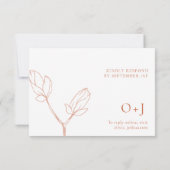 テラコッタ ボーホー フラワー ウェディング出欠確認カード 招待状 (裏面)