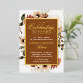 テラコッタ ボーホー フラワー ウェディング アニバーサリー ゴールド 箔招待状 (立ち正面)