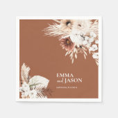 テラコッタ ボーホー フラワー ウェディング ナプキン スタンダードカクテルナプキン (正面)