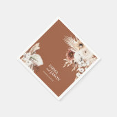 テラコッタ ボーホー フラワー ウェディング ナプキン スタンダードカクテルナプキン (角)