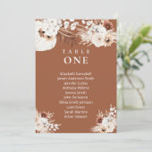 テラコッタ ボーホー フローラル ウェディング 席次表カード 招待状 (スタンド正面)