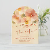 テラコッタ ボーホー フローラル セーブ・ザ・デート 招待状 (スタンド正面)