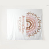 テラコッタ ボーホー レインボー ベビーシャワー 背景 タペストリー (正面(横))