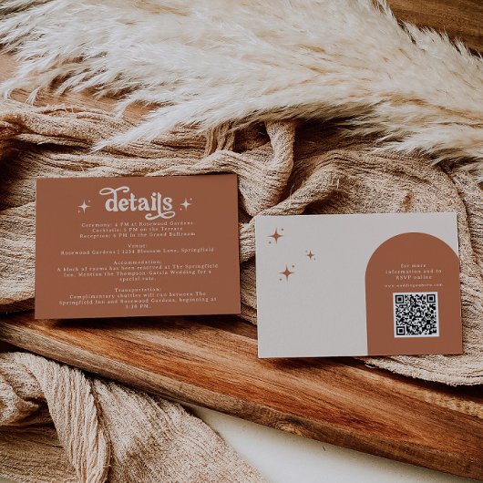 テラコッタ ボーホー レトロ ウェディング ステーショナリー エンクロージャーカード