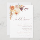 テラコッタ ボーホー 秋の花 フラワーブライダルシャワー 招待状 (正面)