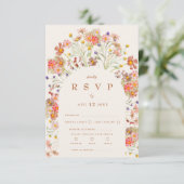 テラコッタ ボーホー 秋の花 フード オプション 出欠カード (スタンド正面)