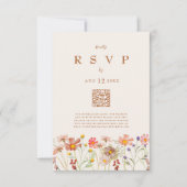 テラコッタ ボーホー 秋の花 フード オプション 出欠カード (正面)