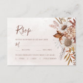 テラコッタ ボーホー 秋の花 モダン ウェディング 出欠カード (正面)