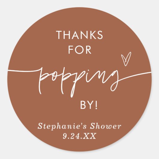 テラコッタ ポップコーン ギフト、訪れてくれてありがとう ラウンドシール (正面)