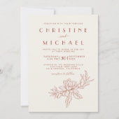 テラコッタ マグノリア エレガント オールインワン ウェディング 招待状 (正面)