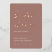 テラコッタ |ミニマリストスクリプトブライダルシャワー 箔招待状 (正面)