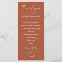 テラコッタ ミニマリスト ウェディング サンクス プレイスクード メニュー