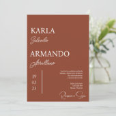 テラコッタ ミニマリスト ウェディング 招待状 スペイン語 (スタンド正面)