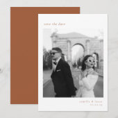 テラコッタ ミニマリスト エレガント フォト セーブ・ザ・デート 招待状 (正面/裏面)