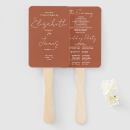 テラコッタ ミニマリスト スクリプト ウェディング プログラム ハンドファン