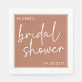 テラコッタ ミニマリスト スクリプト ブライダル シャワー スタンダードランチョンナプキン (正面)