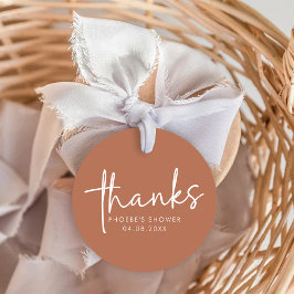 テラコッタ ミニマリスト スクリプト ブライダル シャワー フェイバータグ