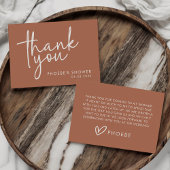 テラコッタ ミニマリスト スクリプト ブライダル シャワー フラット サンキューカード