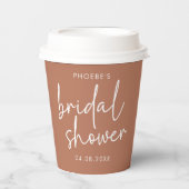 テラコッタ ミニマリスト スクリプト ブライダル シャワー 紙コップ (正面)