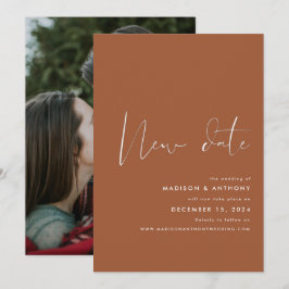 テラコッタ ミニマリスト フォト 新しい日 結婚式 案内状