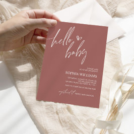 テラコッタ ミニマリスト ベビーシャワー 招待状