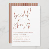 テラコッタ ミニマリスト 手書き ウェディングシャワー 招待状 (正面/裏面)