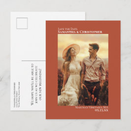 テラコッタ ミニマリスト 結婚式 写真 Save The Date 案内ポストカード