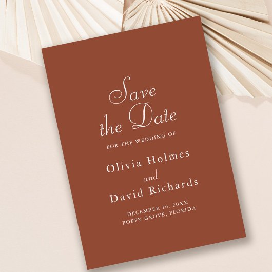 テラコッタ ミニマリスト Save the Date カード