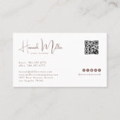 テラコッタ |ミニマルモダンエレガントリストQRコード 名刺 (裏面)