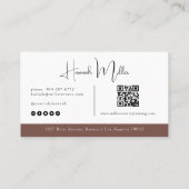 テラコッタ |ミニマルモダンエレガントリストQRコード 名刺 (裏面)