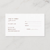 テラコッタ |ミニマルモダンリストのギフト証明書 名刺 (裏面)