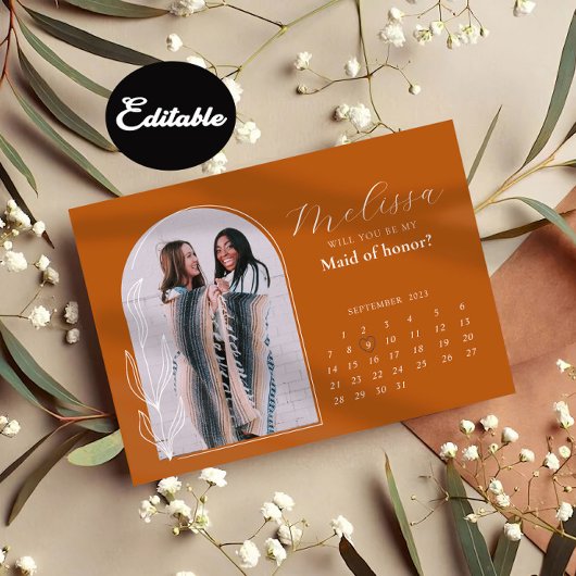 テラコッタ ミニマル アーチ ブライズメイド 提案 カード