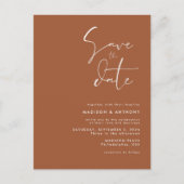 テラコッタ ミニマル セーブ・ザ・デート ウェディング フォト インビテーションポストカード (正面)
