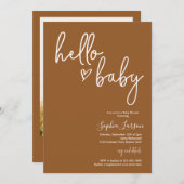 テラコッタ ミニマル モダン ボヘミア ベビーシャワー 招待状 (正面/裏面)