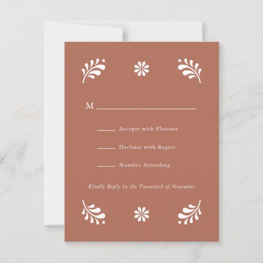 テラコッタ メキシカン RSVP カード (正面)