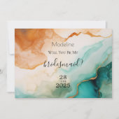 テラコッタ モダン アブストラクト アゲート プロポーズ 招待状 (正面)